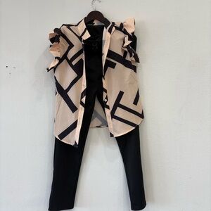 Stylish Black and Beige Women's Jumpsuit